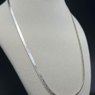 Italian Sterling Silver 925 Flat Link Necklace with Dolphin Design - 20"