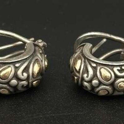 Sterling Silver & 18k Gold John Hardy Teardrop Motif Earrings