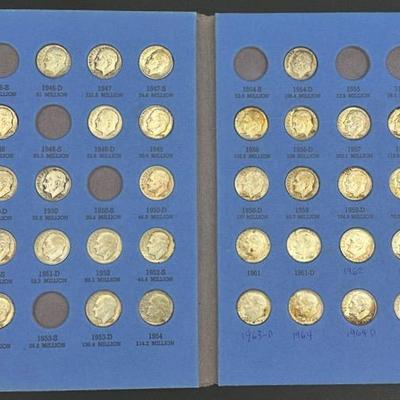 Roosevelt Dime Collection (40 Coins, 1946–1964, 90% Silver, P/D/S Mint Marks) - Lot O