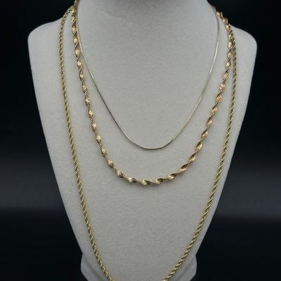 Lot of 3 Gold Clad Sterling Silver Chains