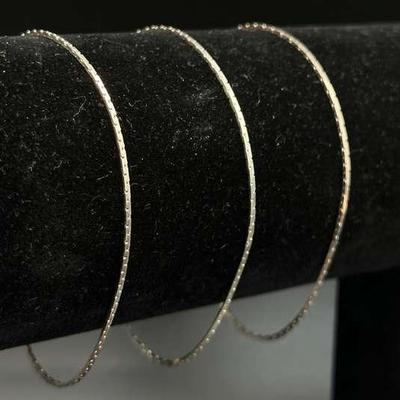 Lot of 3 Italian Sterling Silver 925 Flat Link Bracelets - 7.5"