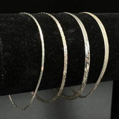 Lot of 4 Italian Sterling Silver 925 Flat Link Bracelets