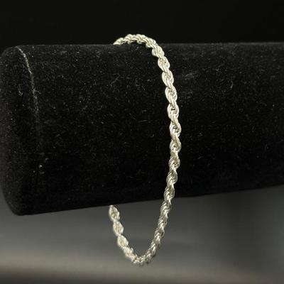 Italian Sterling Silver 925 Rope Bracelet - 7.5"