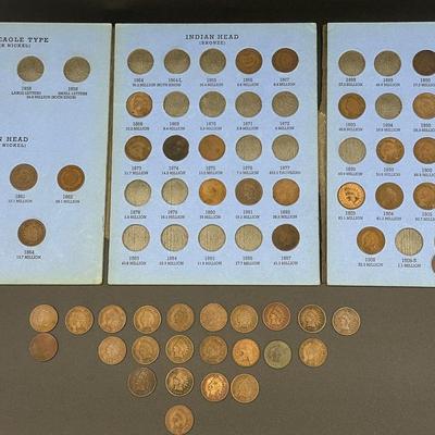Indian Head Cent Collection (57 Coins, 1863–1908, Copper & Copper-Nickel) - Lot S