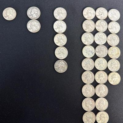 1960–1964 U.S. Silver Quarters (32 Coins, 90% Silver) *Including “D” Mont Marks - lot Q