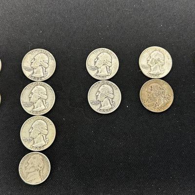 1950–1959 U.S. Silver Quarters & Nickel (14 Coins Total) *Including “D” Mint Marks - Lot R