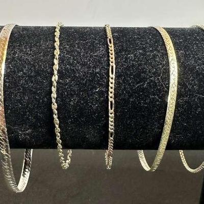Lot of 5 Assorted Italy 925 Sterling Silver Bracelets