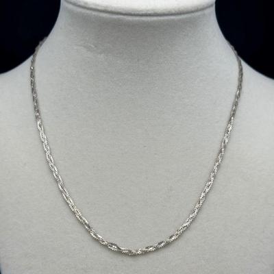 Italian Sterling 925 Braided Flat Link Necklace - 16”