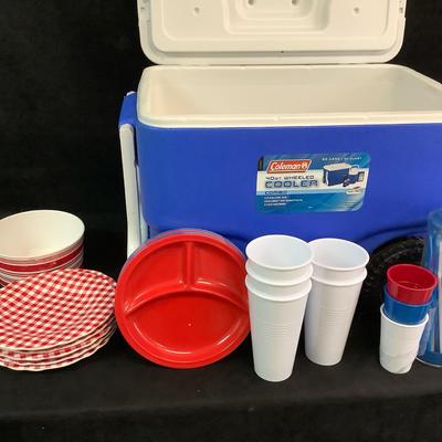 Coleman Cooler and other Picnic Items 