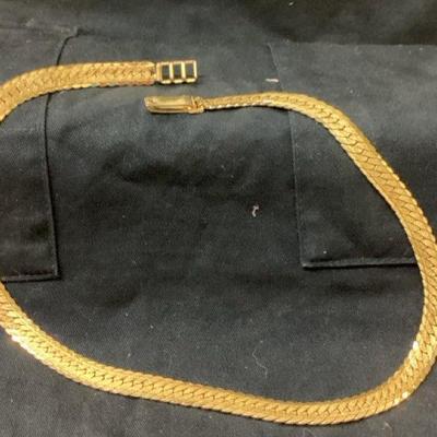 Herringbone Necklace Stamped 18K