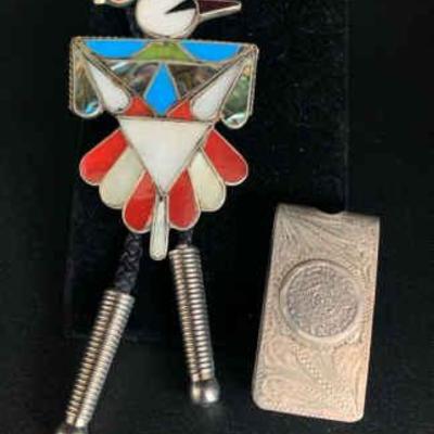 As176v bolo tie money clip 925