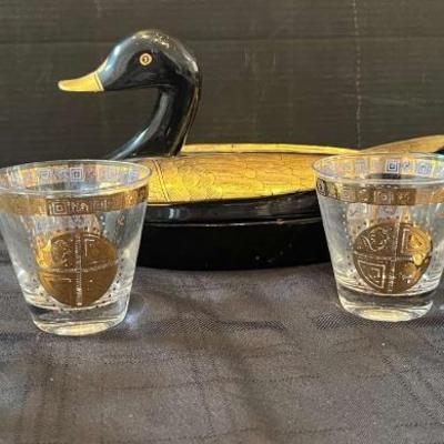 As157 vintage gold coronet pattern rocks glasses