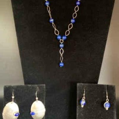 As144v silver and blue stone jewelry