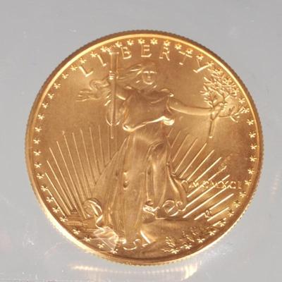 1991 $50 US GOLD COIN | 1991 American Gold Eagle $50 coin, comprised of 1 oz fine gold, the obverse adapted from Augustus...