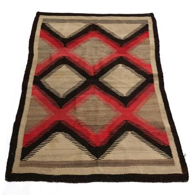 ANTIQUE NAVAJO "EYE DAZZLER" RUG / WEAVING | Native American handwoven antique Navajo tribal rug 
w. 47 x l. 75 in.
