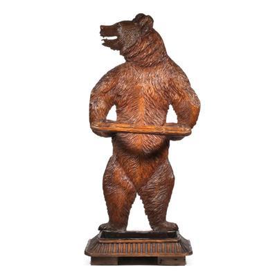 BLACK FOREST CARVED BEAR UMBRELLA STAND | h. 41.5 x w. 20 x d. 10 in.
