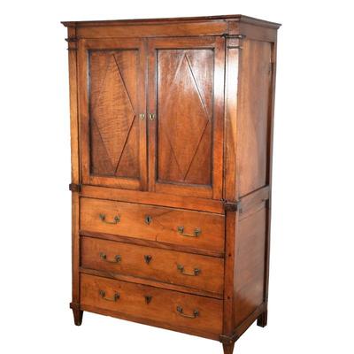 ANTIQUE FRENCH DIRECTOIRE STYLE ARMOIRE | Having double doors over three full-width drawers
h. 67 x w. 40.5 x d. 21.5 in.
