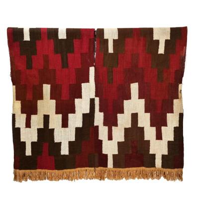 NAZCA-STYLE WOVEN TEXTILE TUNIC, GERALD PETERS GALLERY | The tunic suspended from acrylic tubes supported by a metal frame mounted to a...