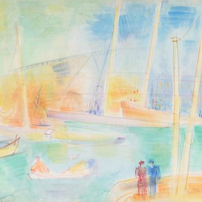 JEAN DUFY (FRENCH, 1888-1964), WATERCOLOR | harbor scene
watercolor on paper
19 x 23 in. sight
signed lower right
h. 27.5 x w. 32 in....