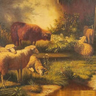 T. COLE ENGLISH SCHOOL (19TH CENTURY) PASTORAL SCENE WITH SHEEP | Pastoral sheep grazing
Oil on canvas
Signed lower left "T....