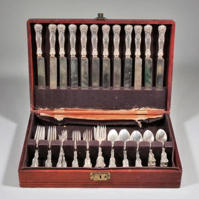 (100pc) WHITING IMPERIAL QUEEN STERLING SILVER FLATWARE | Comprising: 23 Dinner forks (some monogrammed with "R" some with...