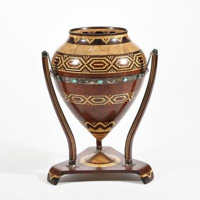 MARILYN ENDRES (SOUTHWEST AMERICAN, 20TH CENTURY) TURNED VASE | h. 12 x w. 7.5 x l. 8 x dia. 8 in. (Dia. Of just vase)
