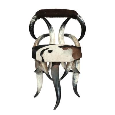 HORN & HIDE COVERED "TEXAS LONGHORN" CHAIR | Seat height:19 in
h. 33 x w. 18 x d. 20 in.