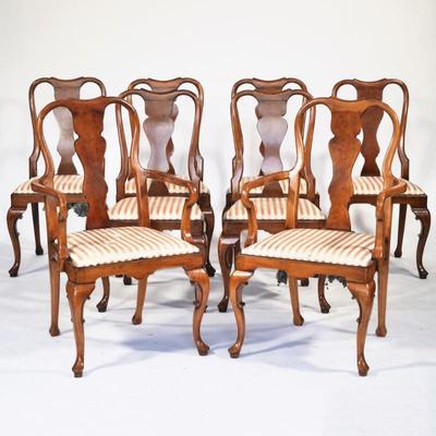 (8pc) ANTIQUE QUEEN ANNE DINING CHAIRS | probably 19th century, including 2 armchairs and 6 side chairs
h. 40 x w. 24 x d. 20 in.

