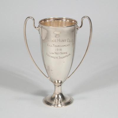 ELK RIDGE HUNT CLUB TROPHY, 1916 | Engraved, dated 1916
total weight 13.655 ozt
h. 8 x w. 7 x d. 4 in.
