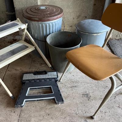 Industrial Chic Decor With B&D Stowaway Stool, Lawson Bucket, Step Can, Galvanized, Etc