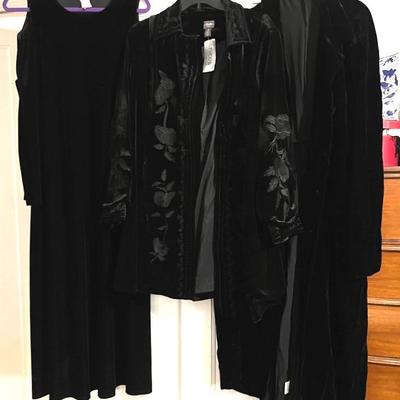 Women’s Black Velvet Dusters, Dress, Tunic with Coldwater Creek, NWT Chicos XL
