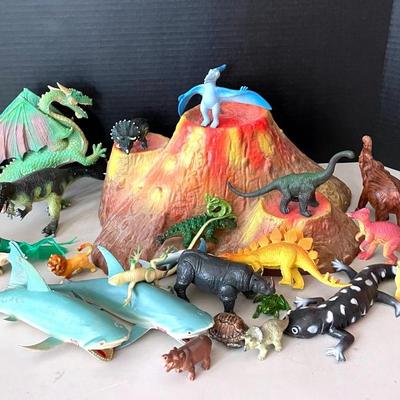 Volcano Playset with Dinosaurs & Bin Of Resin Creatures 