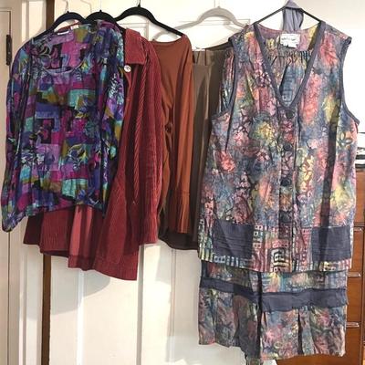Women’s Boho Separates with Ecuadorean Batik Linen Outfit Sizes L-XL
