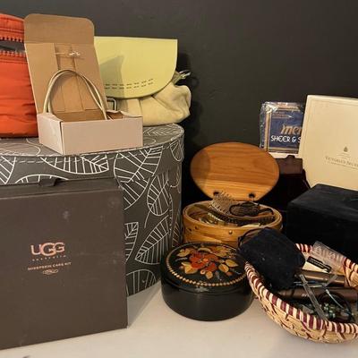 Leather and Velvet Handbags (2), Storage Boxes and Accessories with UGG Kit