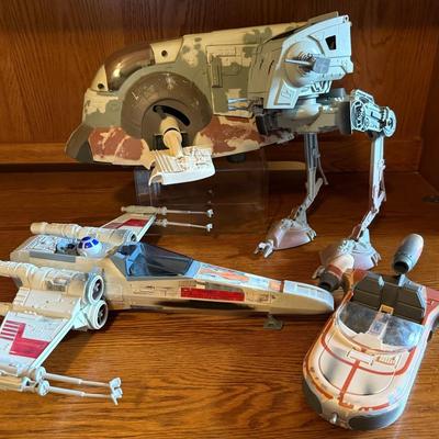 1990s Hasbro/Tonka Star Wars POTF Ships (4) With Landspeeder, X-Wing, AT-ST and More