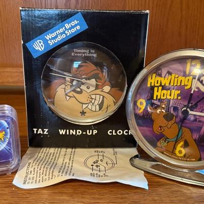 3 Collectible Vintage Cartoon Character Clocks - Taz, Scooby, Sailor Moon