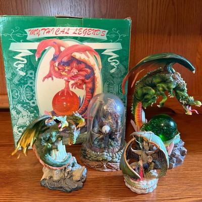 Porcelain Dragon Figures (4) With Dragonfury, Mythical Legends, Etc