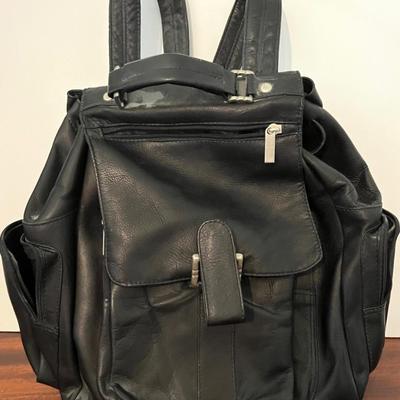 Columbian South American Black Leather Backpack 