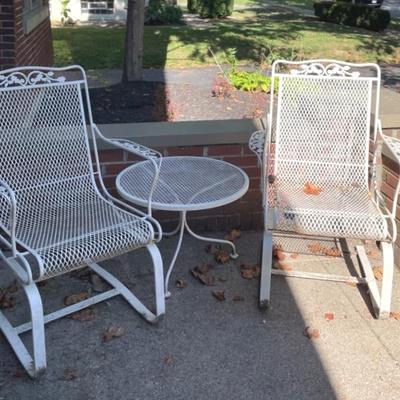 Wrought Iron Spring Chairs With Table