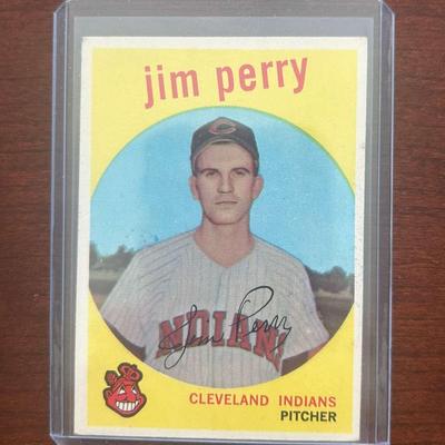 1959 Topps Baseball Card. Jim Perry - Cleveland Indians. Card #542