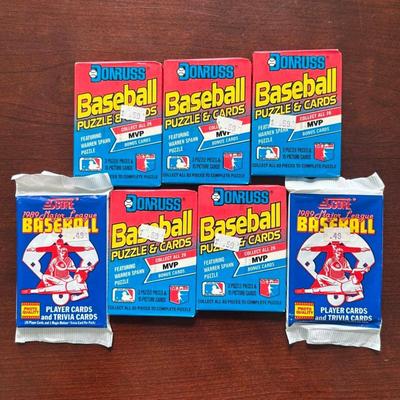 7 Sealed/Unopened Baseball Packs. 5 1989 Donruss and 2 1989 Score