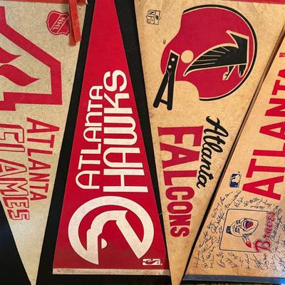 Sale Photo Thumbnail #36: Vintage Atlanta Sports Pennants - Braves, Flames, Hawks and Falcons