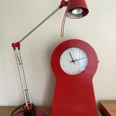 Red Clock & Lamp