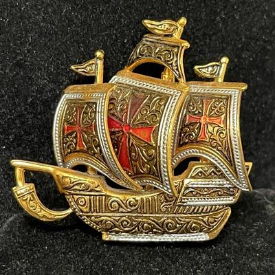 Vintage Galleon Brooch from Spain