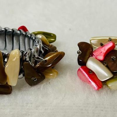 Vintage Shell Bracelet and Earring Set