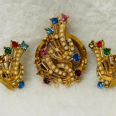 Vintage Brooch and Earring Set