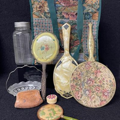 Vintage Handheld Mirrors, “Presto” Glass Canning Jar and More