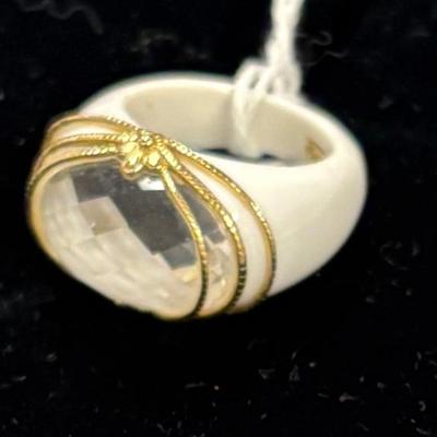 14K White Topaz & White Agate Elizabeth Adams