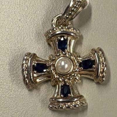 925 Sapphire & pearl