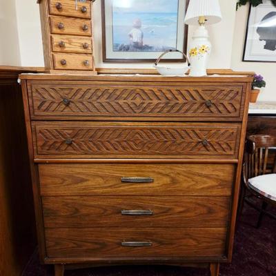 Sale Photo Thumbnail #70: Mid century wood high boy 